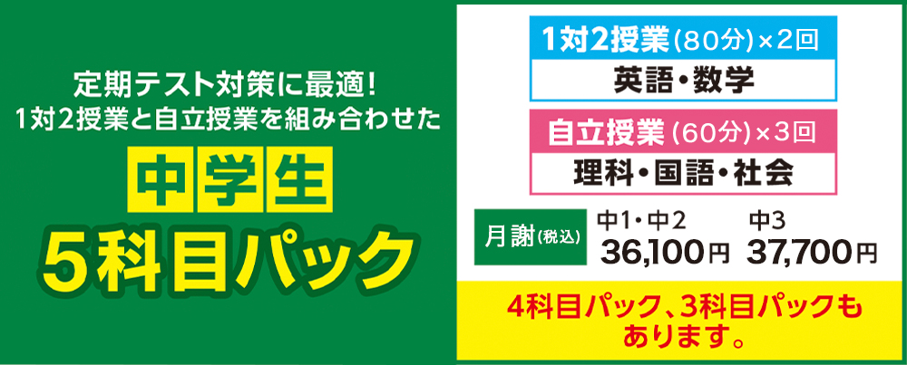 夏休み中学生5科目パック