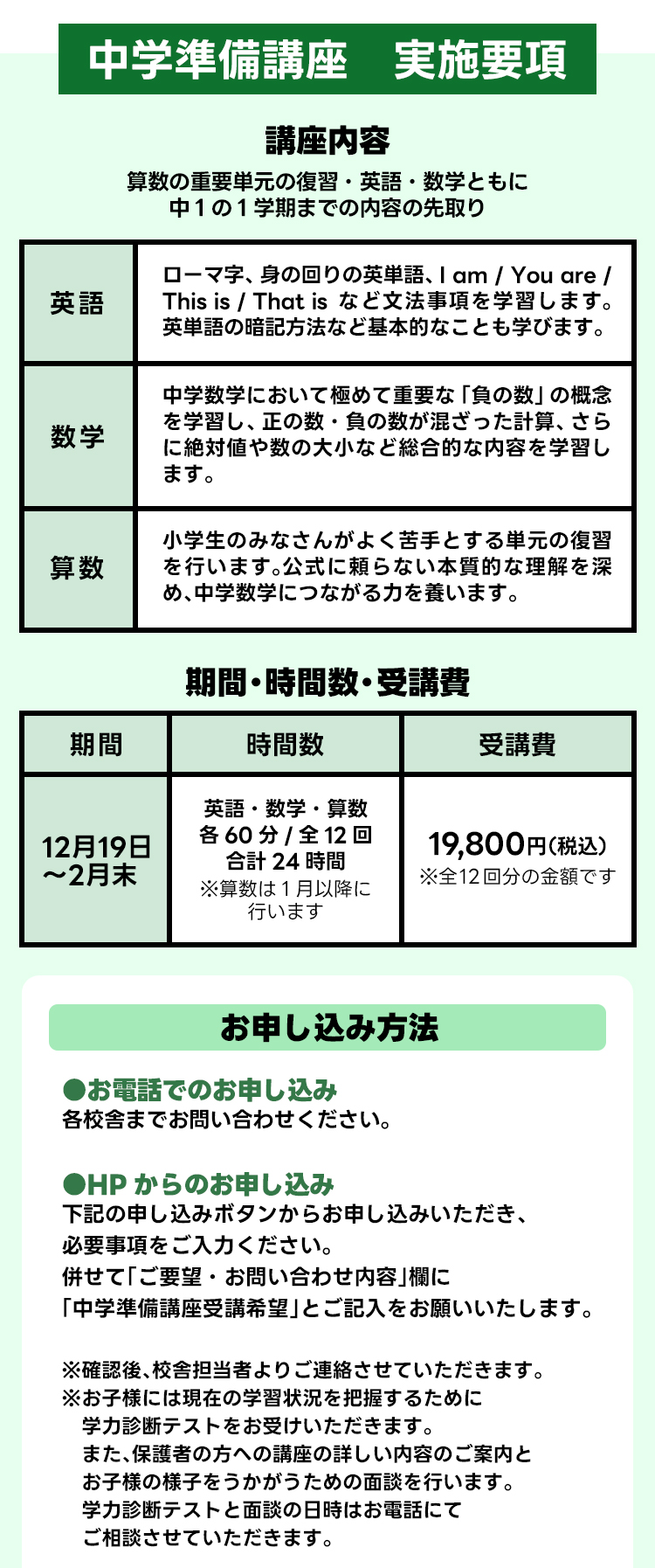 中学準備講座実施要項