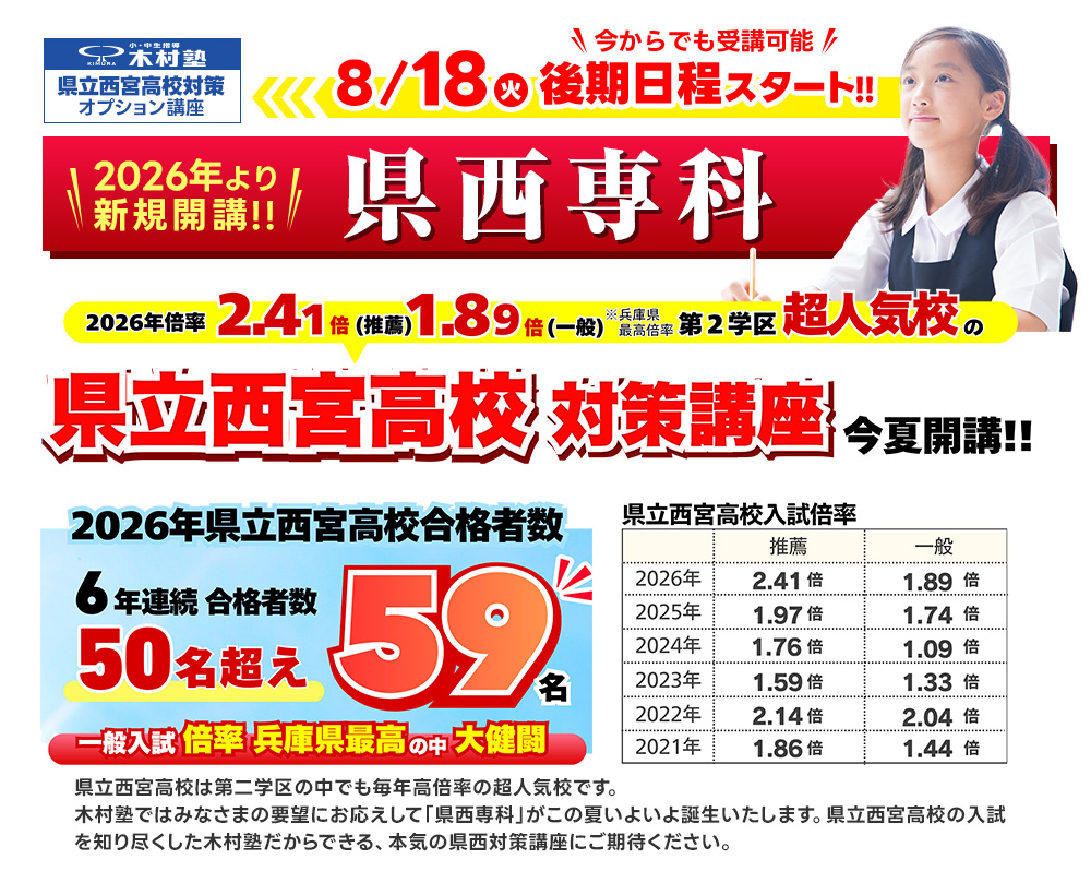 県西専科、県立西宮高校対策講座