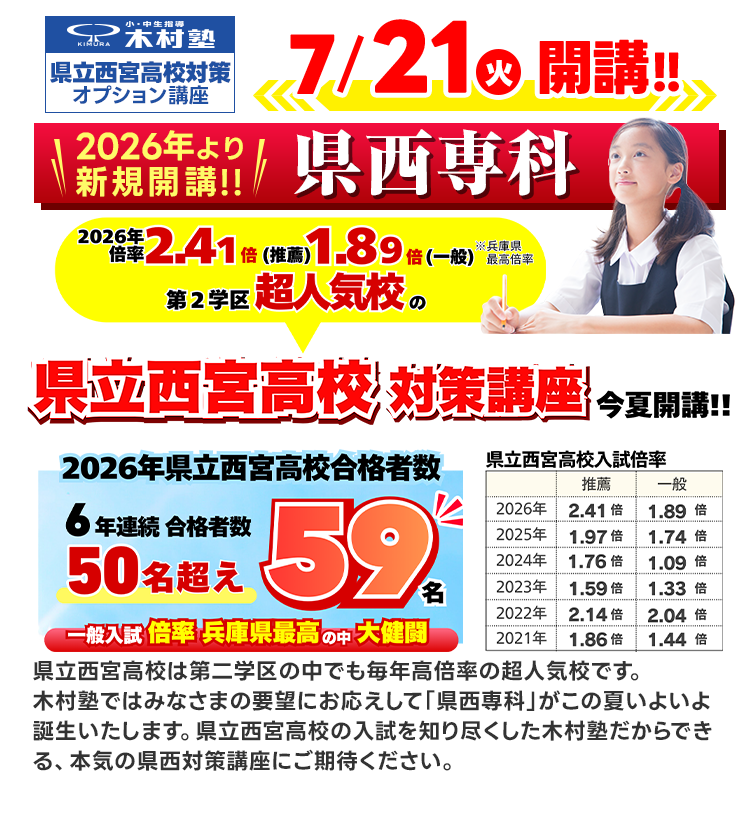 県西専科、県立西宮高校対策講座
